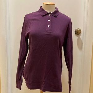 Land’s End 100% Cotton Long Sleeve Purple Quarter Button-Up Size S or 6-8